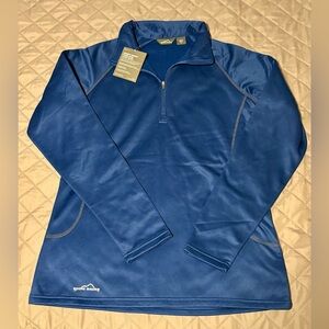 Eddie Bauer Blue Women's Large Quarter Zip Fitted Fleece Sweatshirt